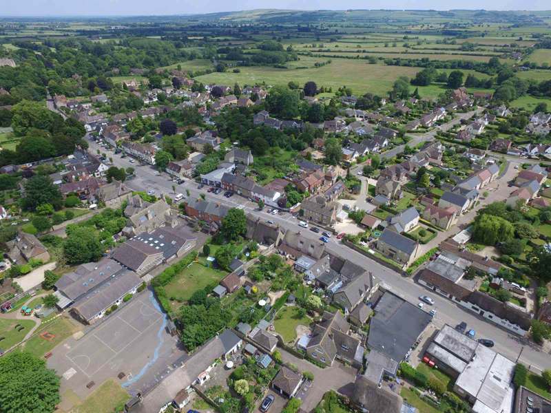 An aerial view of the centre of Shrivenham. Photo by Neil B. Maw