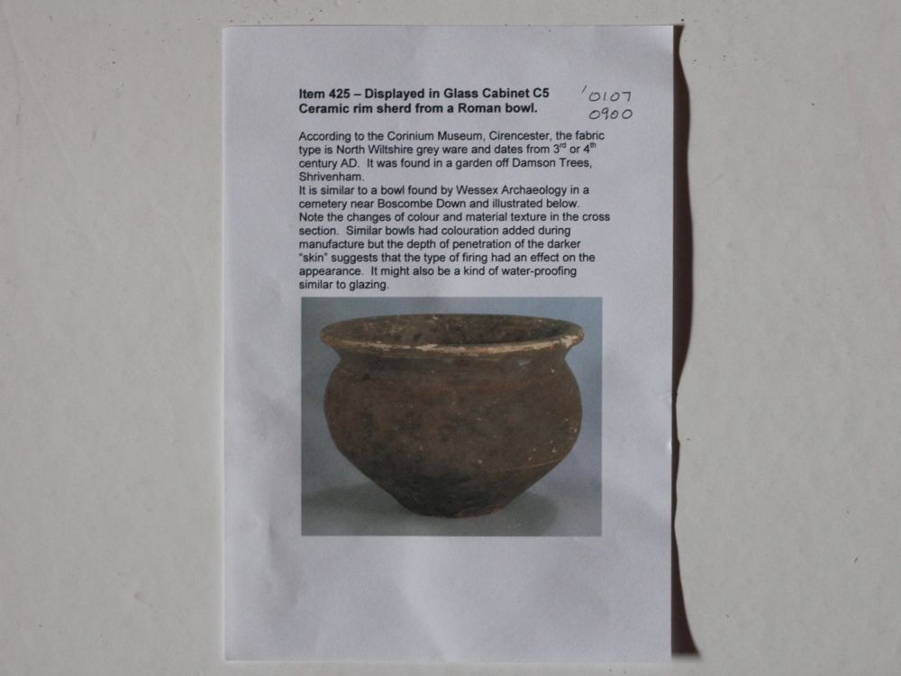 Ceramic rim sherd from a Roman bowl written report