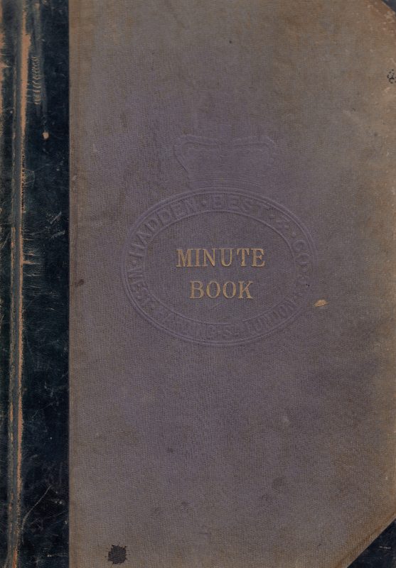 Front cover of the Minute Book