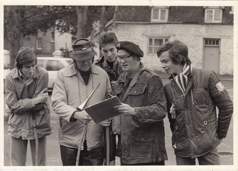 The late Mervyn Penny holding the map, the late Roy Selwood to his right, and Nick Day centre 