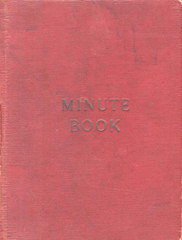 The front cover of the Minute Book