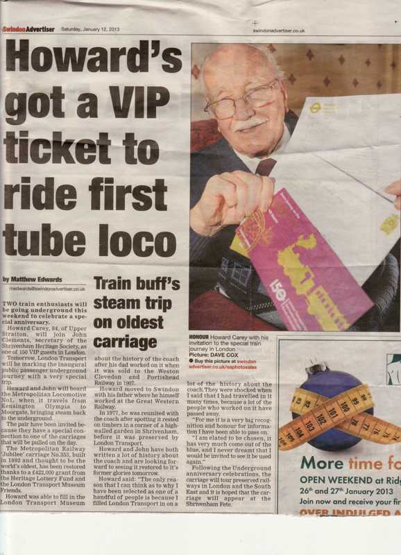 Newspaper article ref making the trip to see the restored carriage