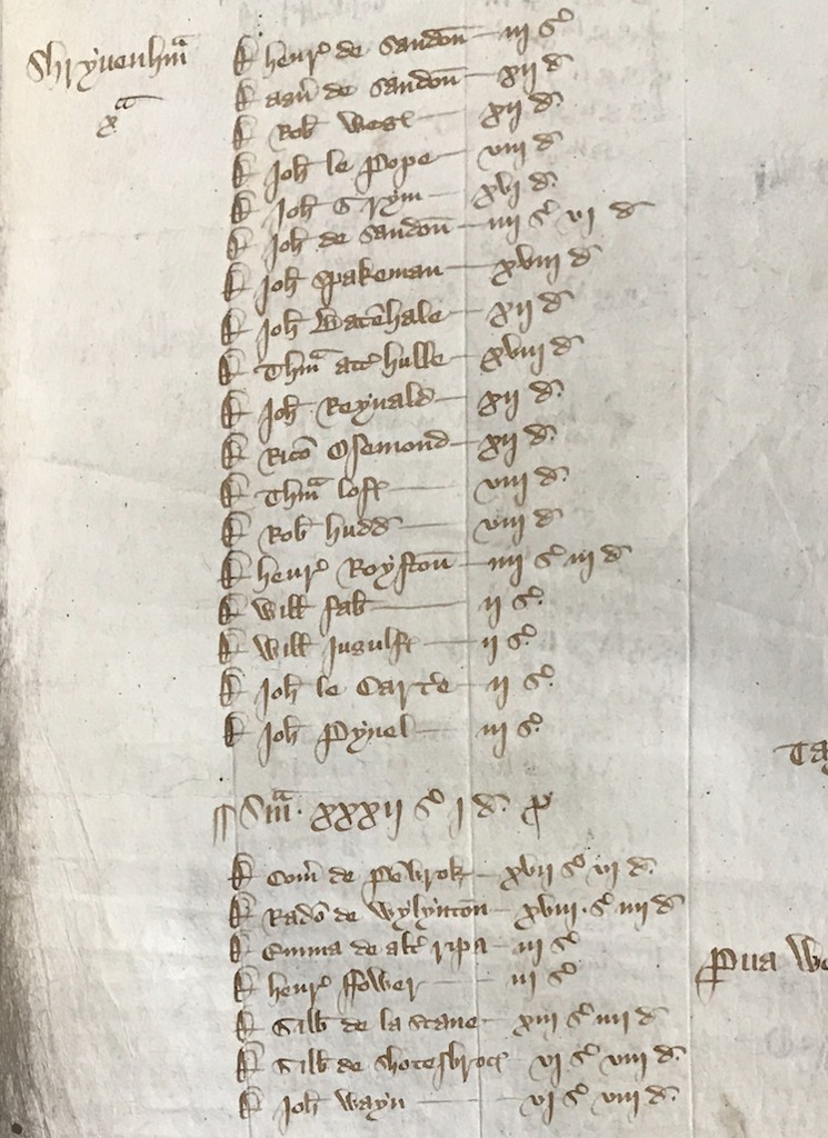 The Shrivenham List from National Archives Doc E179/73/7 dated 1332
