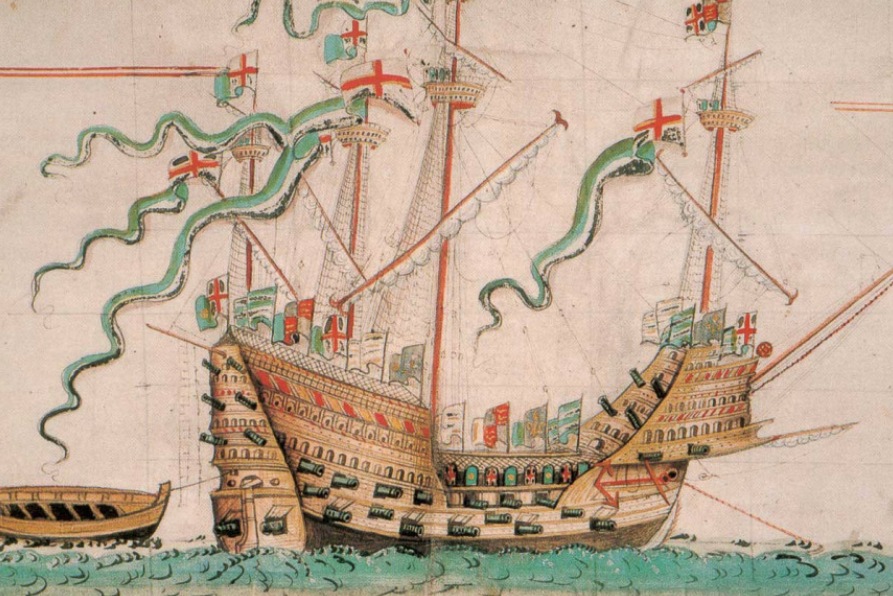 A well known drawing of the Mary Rose