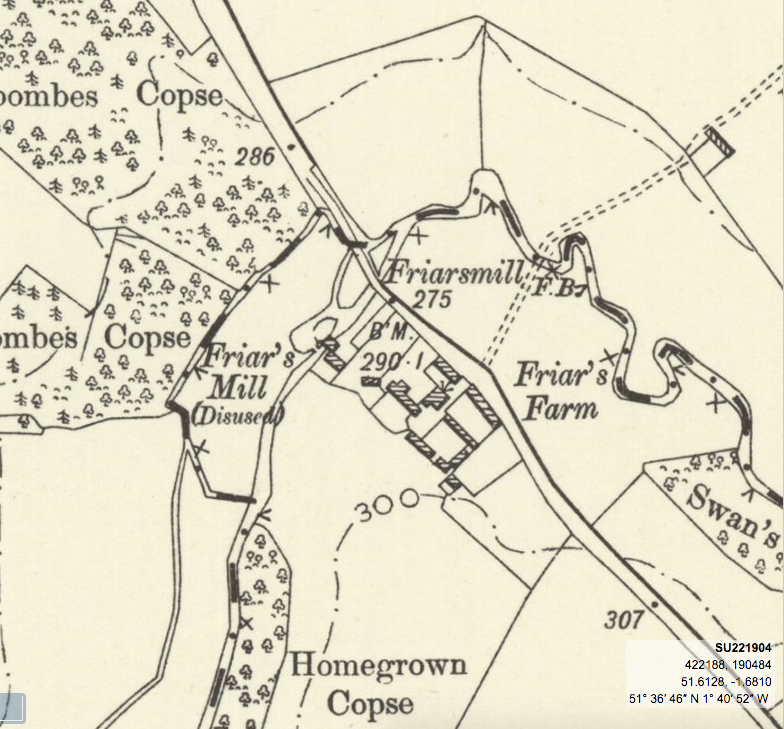 Location of Fryars Mill with coordinates circa 1880. Courtesy of National Library of Scotland geo-referenced maps