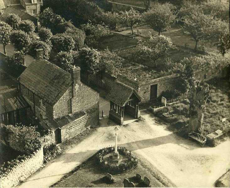 The Lytch Gate as seen from the tower of St Andrew's church, Shrivenham