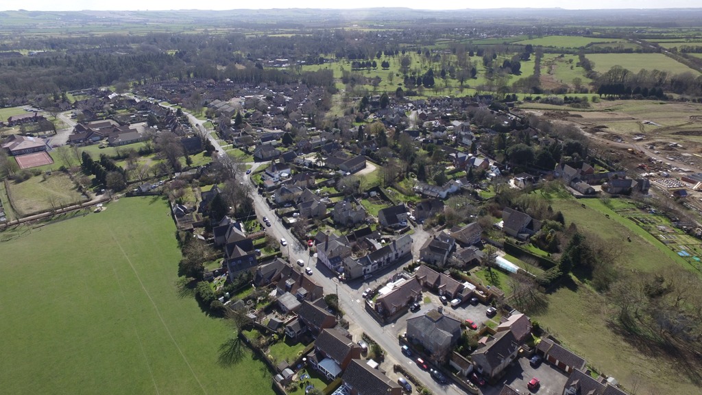 The village of Watchfield from the air. Photo by Neil B. Maw