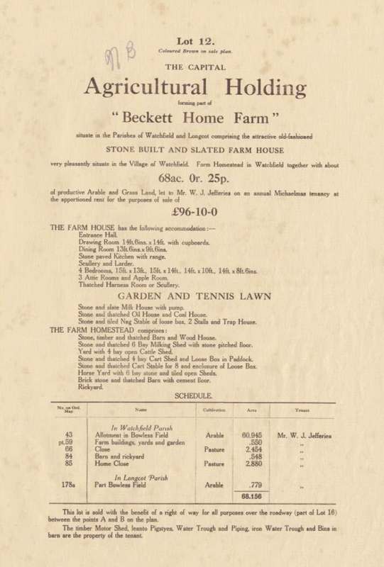 The description from the sale catalogue of 1927 when it again failed to attract a buyer. See SHS Listing N1059 for more information