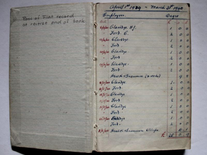 Wages Account Book 1939 to 1946