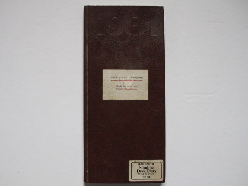 Memorial Hall Diary of Bookings 1981
