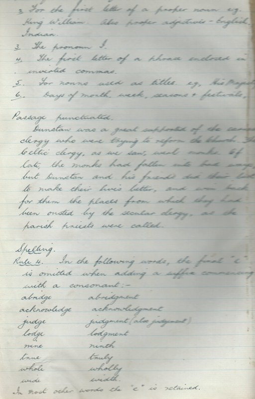 An example page of the Headmaster's notes
