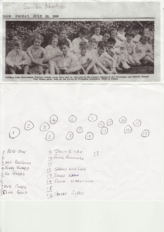 Shrivenham School children from July 1956 