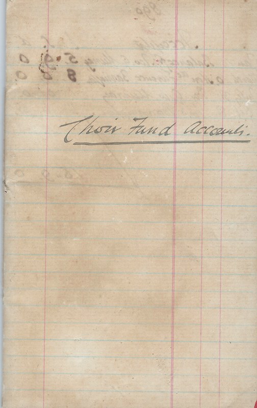 Church Choir Fund Accounts Jan 1 1890 to Jan 1 1931