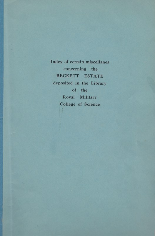 The front cover of the Index book