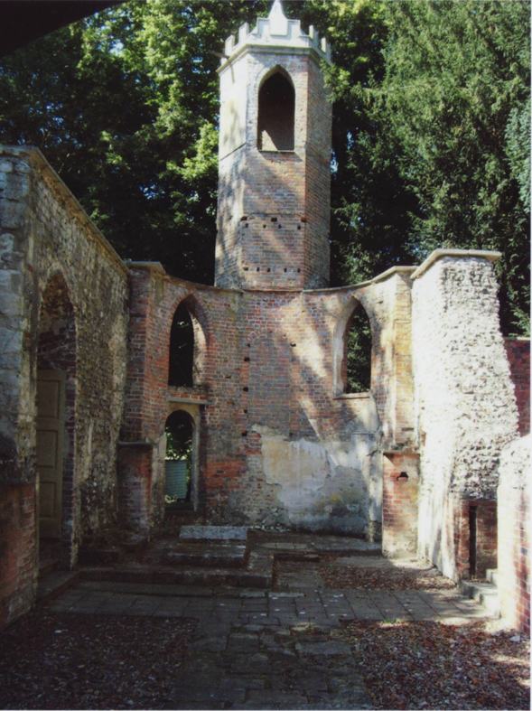 West end of the church with the tower showing Bishop Barrington's tomb