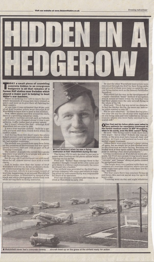 Article in the Swindon Advertiser Newspaper dated 13/3/2002. Page 1