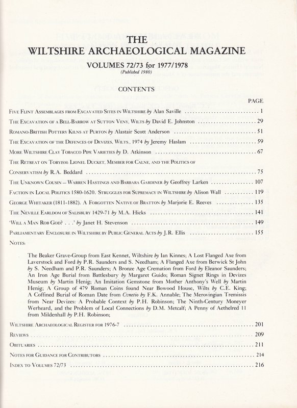 Contents page of the Magazine