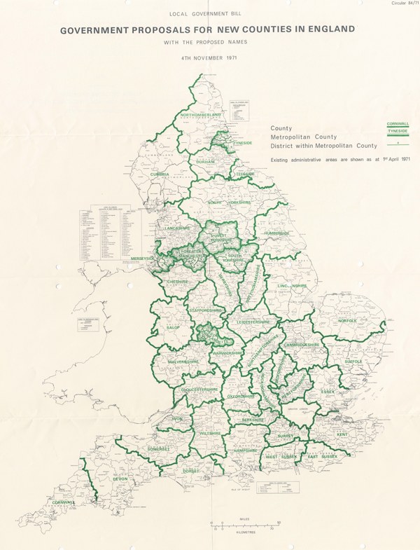 The map showing the proposed counties