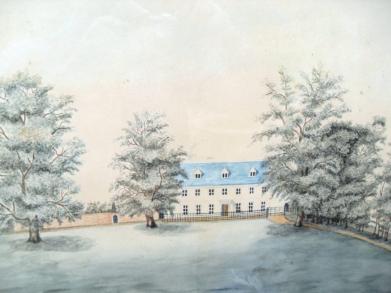 A watercolour painting of the original Georgian Watchfield House