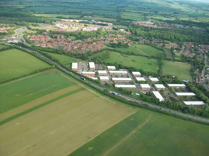 Aerial photo showing the triangle where the Saxon burials were excavated. Photo by Neil B. Maw