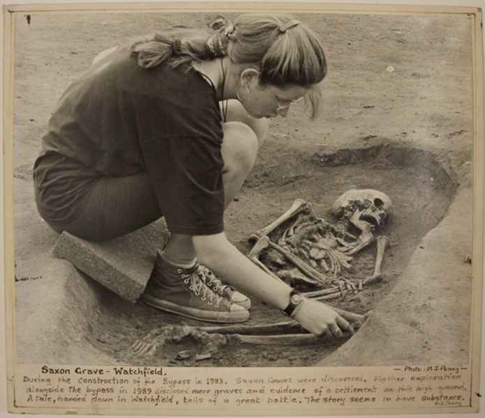 One of the skeletons being excavated in 1983. Photo by the late Mervyn Penny