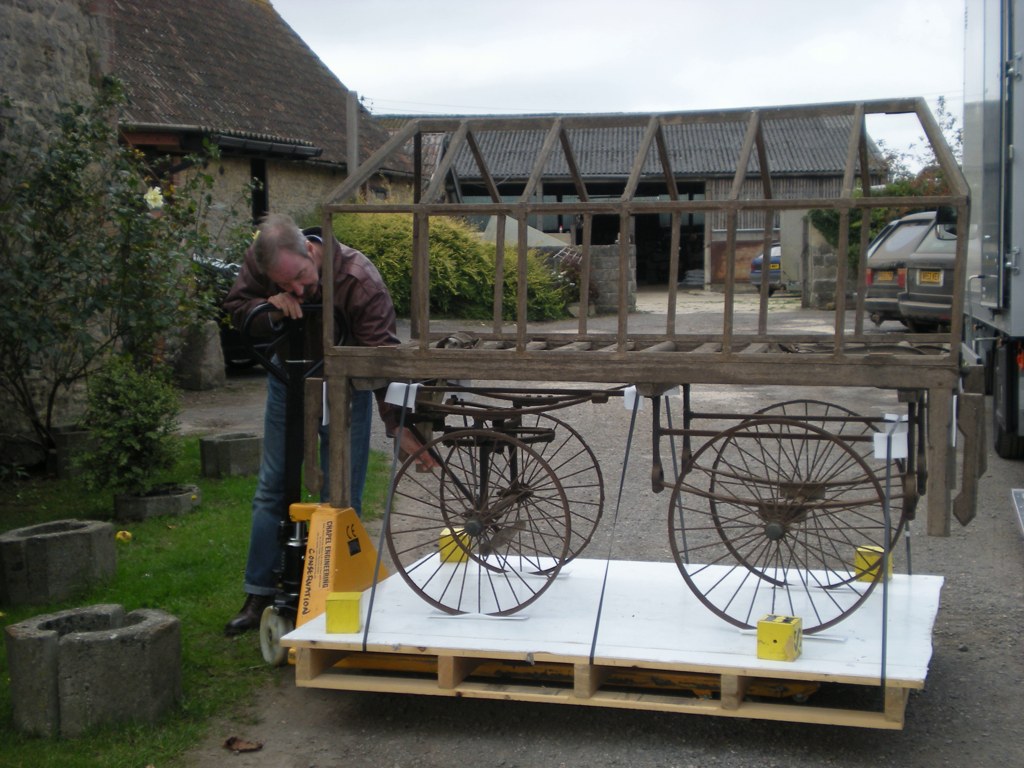 The Bier loaded onto a pallet and strapped down. Photo by Vivien Moss