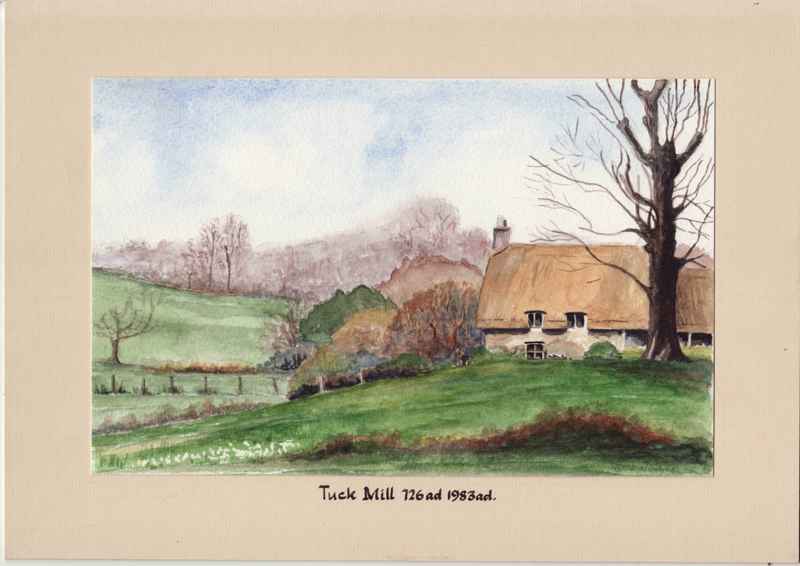 Water colour sketch of Tuckmill Cottage circa 1960s by artist unknown