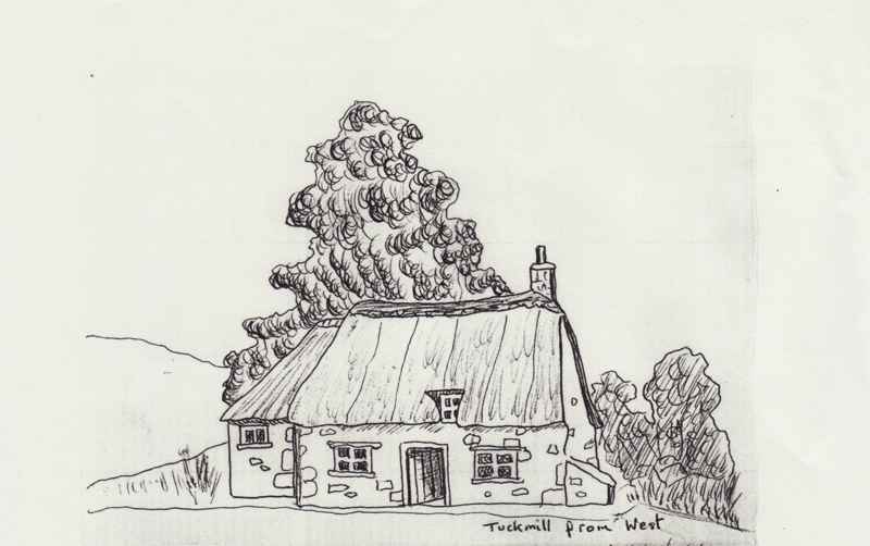Sketch of Tuckmill Cottage viewed from the west by artist unknown