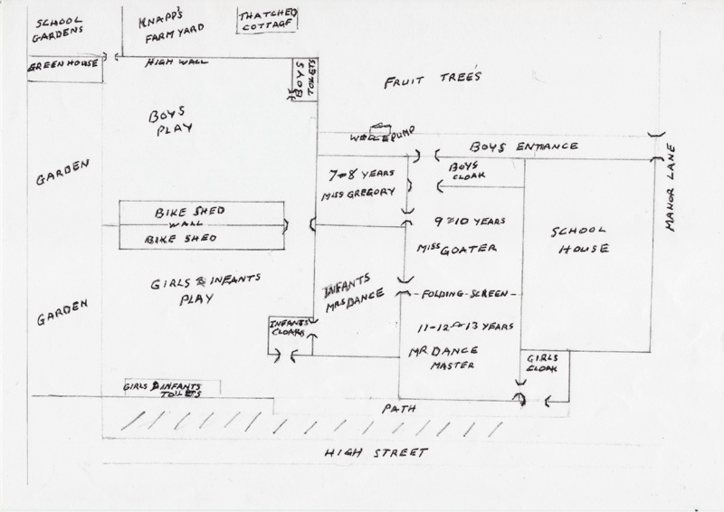 A rough sketch of the layout of the school in the 1940s