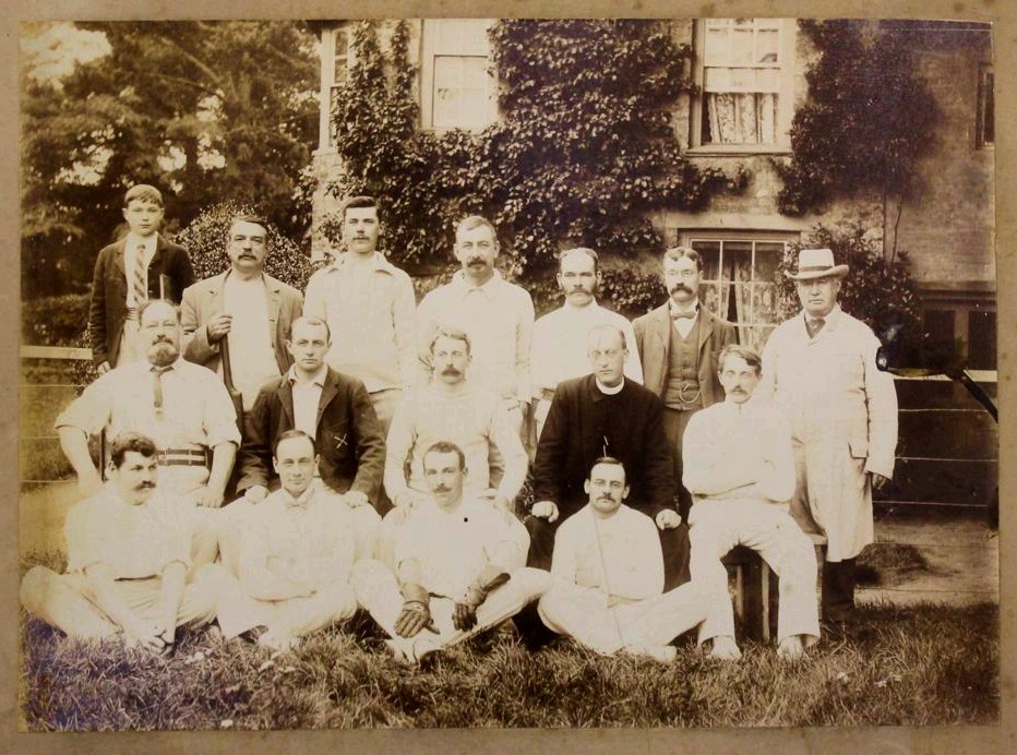 Slightly after Thomas Phipps' time as Captain, this is the Shrivenham Cricket Club team of 1910. For some of the names appearing in this photo please see item number N797 in this catalogue. The photo was taken in the grounds of the Vicarage, High Street, Shrivenham.