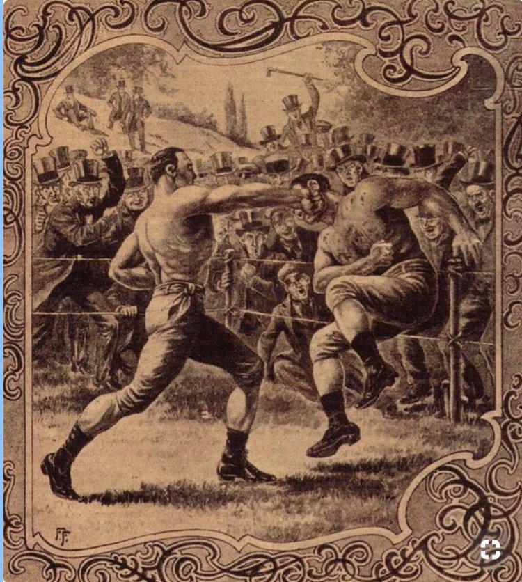 Picture featuring Harry Broome who fought at Acorn Bridge earlier. Picture from the Hulton Archive depicts a fight from 1855 between Harry Broome & Tom Paddock
