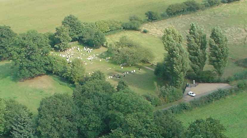 An aerial view of the Burial Ground. Photo by Neil B. Maw