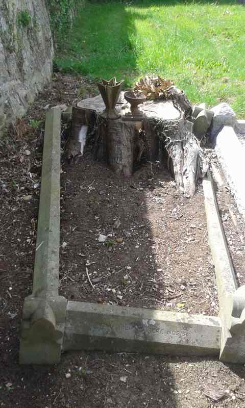 William Newman's grave in St Andrew's churchyard, Shrivenham  - sadly damaged by a tree growing up through the stone
