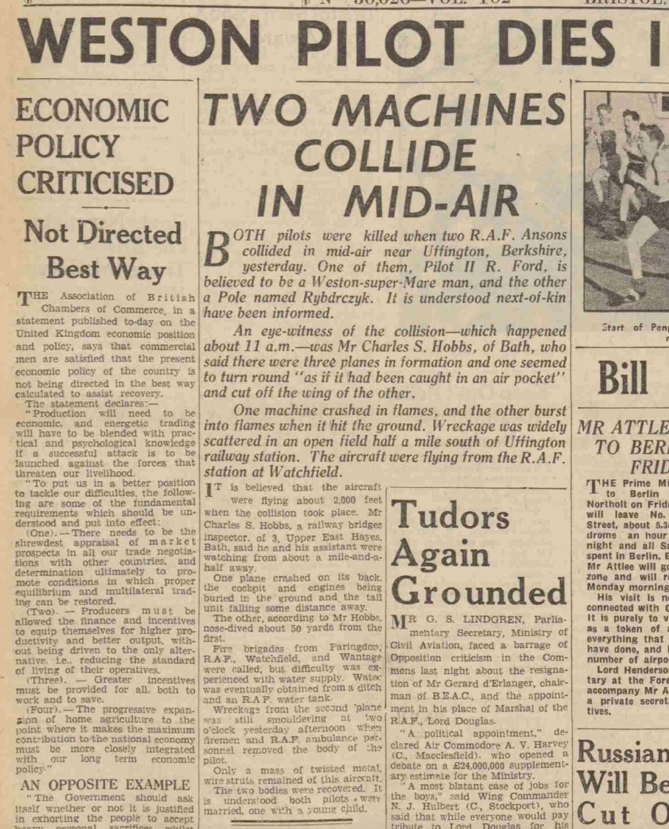 Article in Western Daily Press, Weds 2 March 1949, courtesy British Newspaper Archive