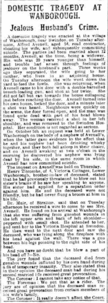 Article from the Wiltshire Times Newspaper dated 2nd Nov, 1907