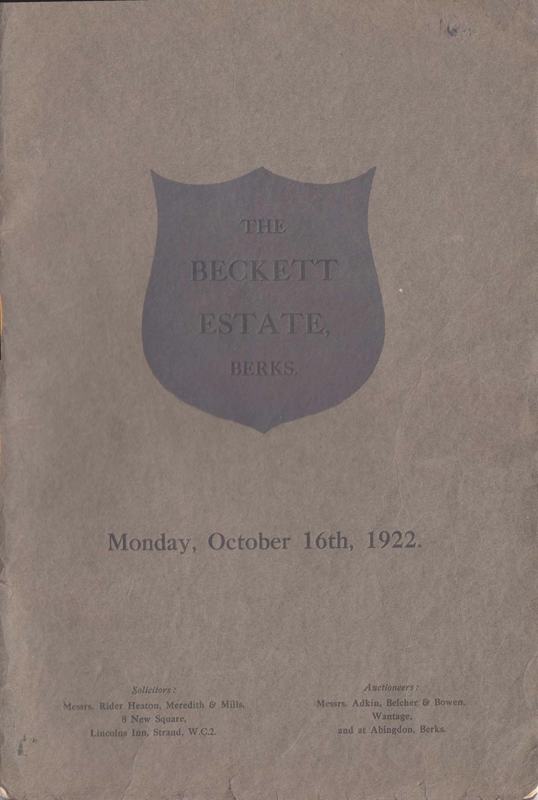 Front cover of the 1922 Sale Catalogue