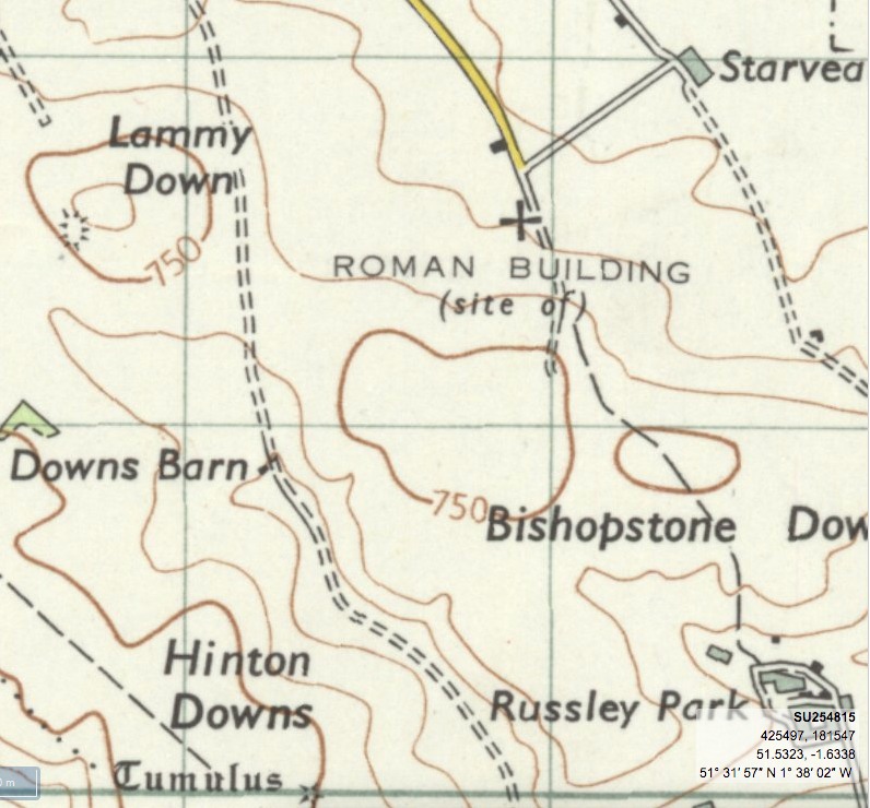 Map showing the location of the Roman building. Courtesy of the National Library of Scotland georeferenced maps