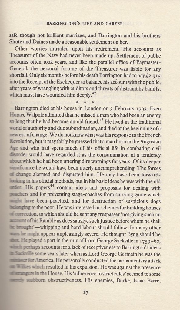 Page 17 which concerns some of William Barrington's personal life