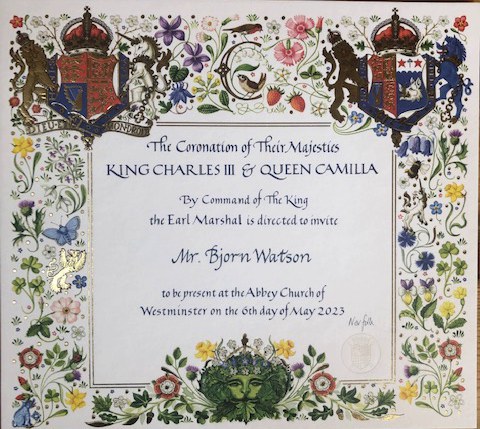 The ornate invitation to the Coronation ceremony
