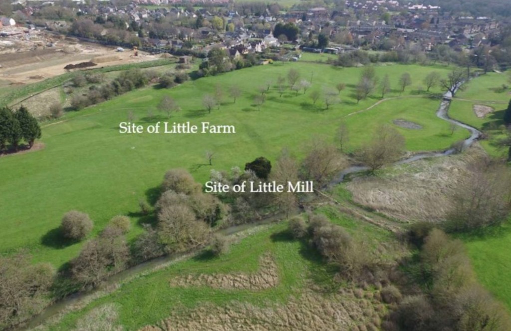 An aerial photo by Neil B. Maw showing the location of the farm and mill