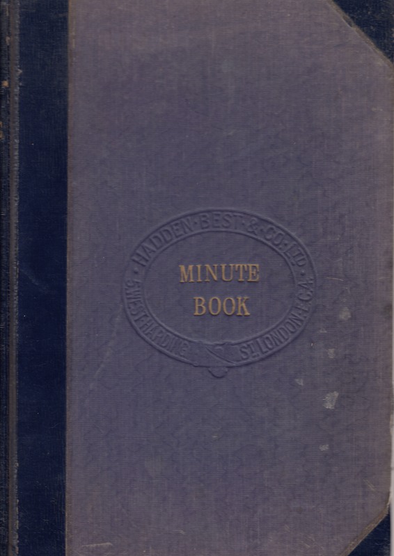 The front cover of the Minute Book