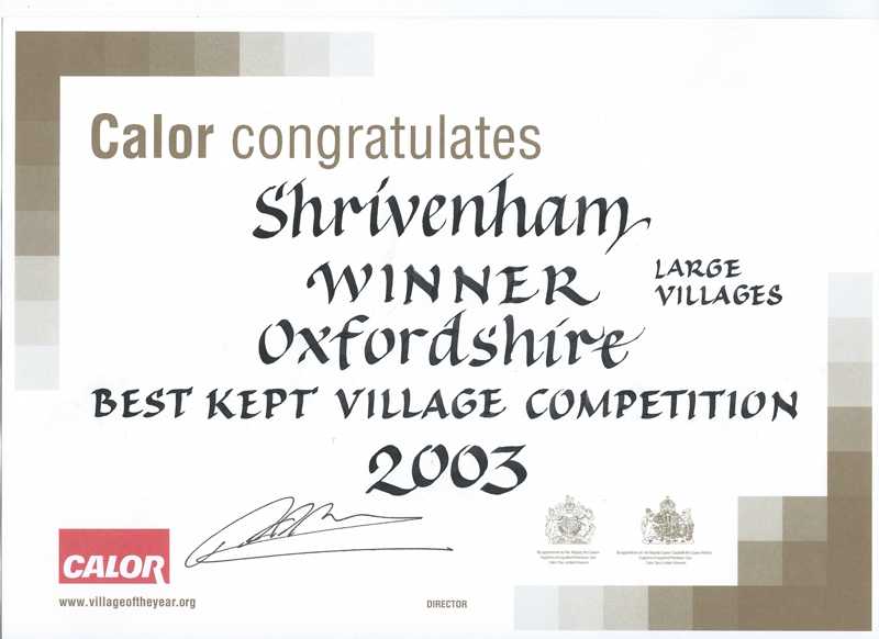 Winners Certificate 2003