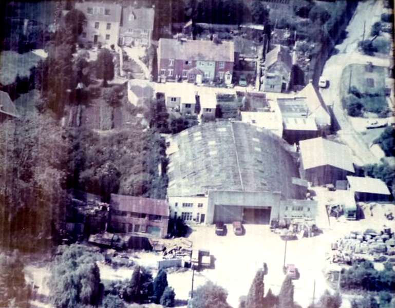 Aerial photo of Knapp's Yard that was on the corner made by Vicarage Lane and Hazell's Lane, Shrivenham