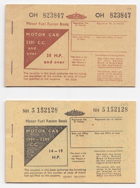 Ration books for vehicles with different powered engines