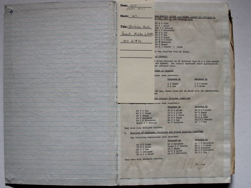 Shrivenham Parish Council. Minutes of the AGMs 1971 to 1974