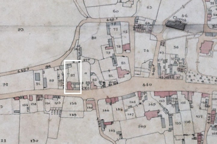 A map clip from 1865 showing the location of the estate