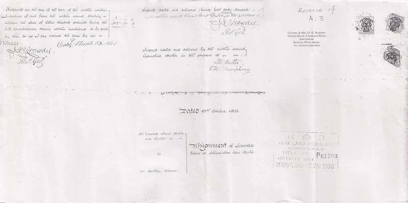 The reverse of Indenture A3