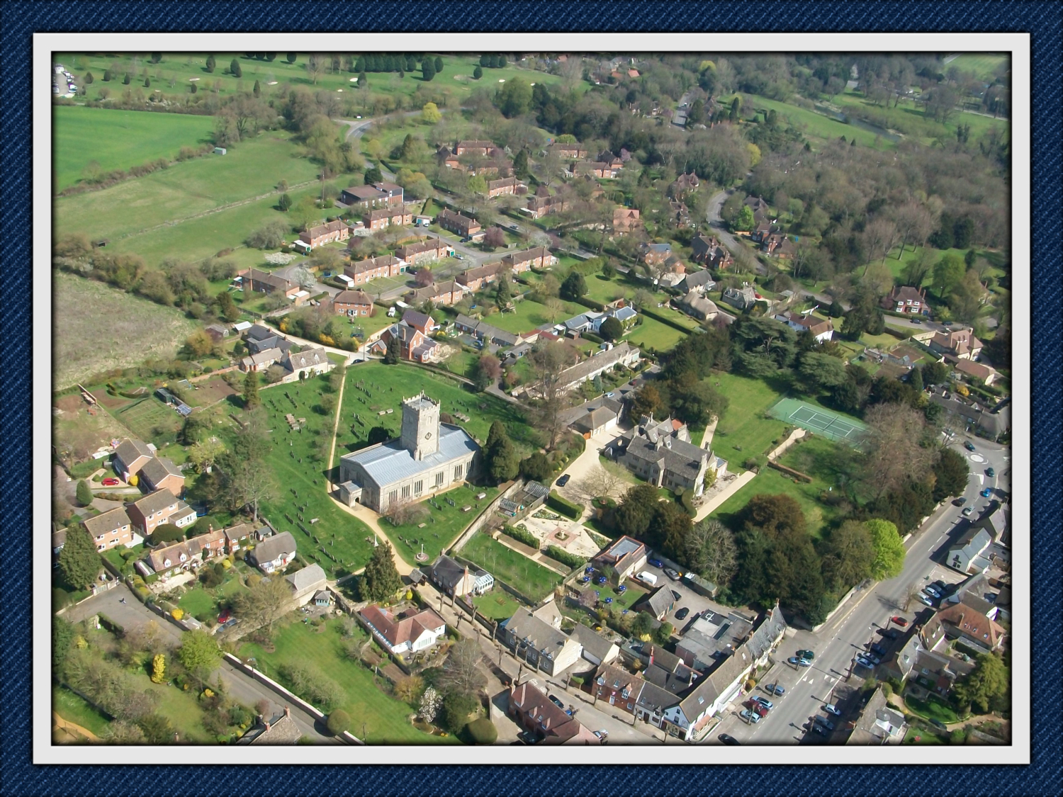 The centre of Shrivenham Village from the air