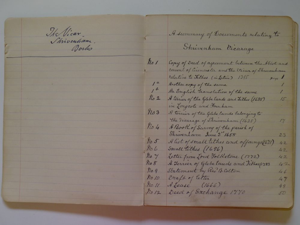 List of documents relating Vicarage