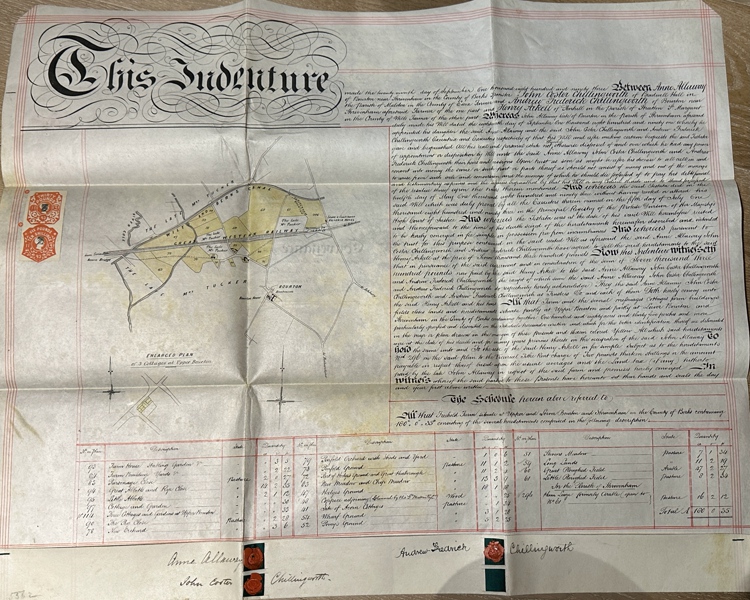 The Indenture passing the farm from John Allaway to Henry Arkell
